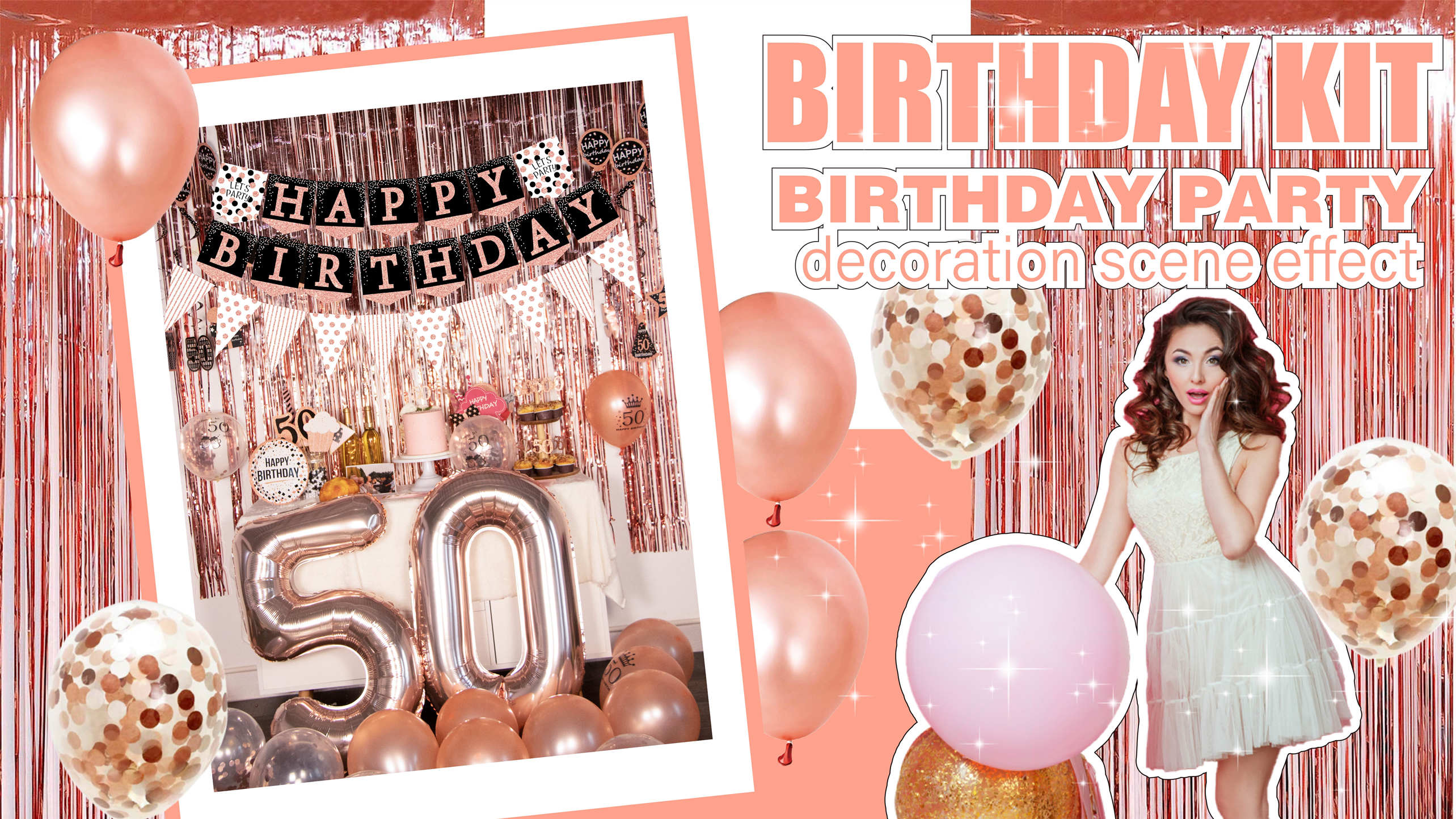 21-80TH BIRTHDAY ROSEGOLD BOX-Party decoration scene effect!