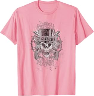 Cráneo Descolorido y Pistolas Gráfico Grunge Camiseta