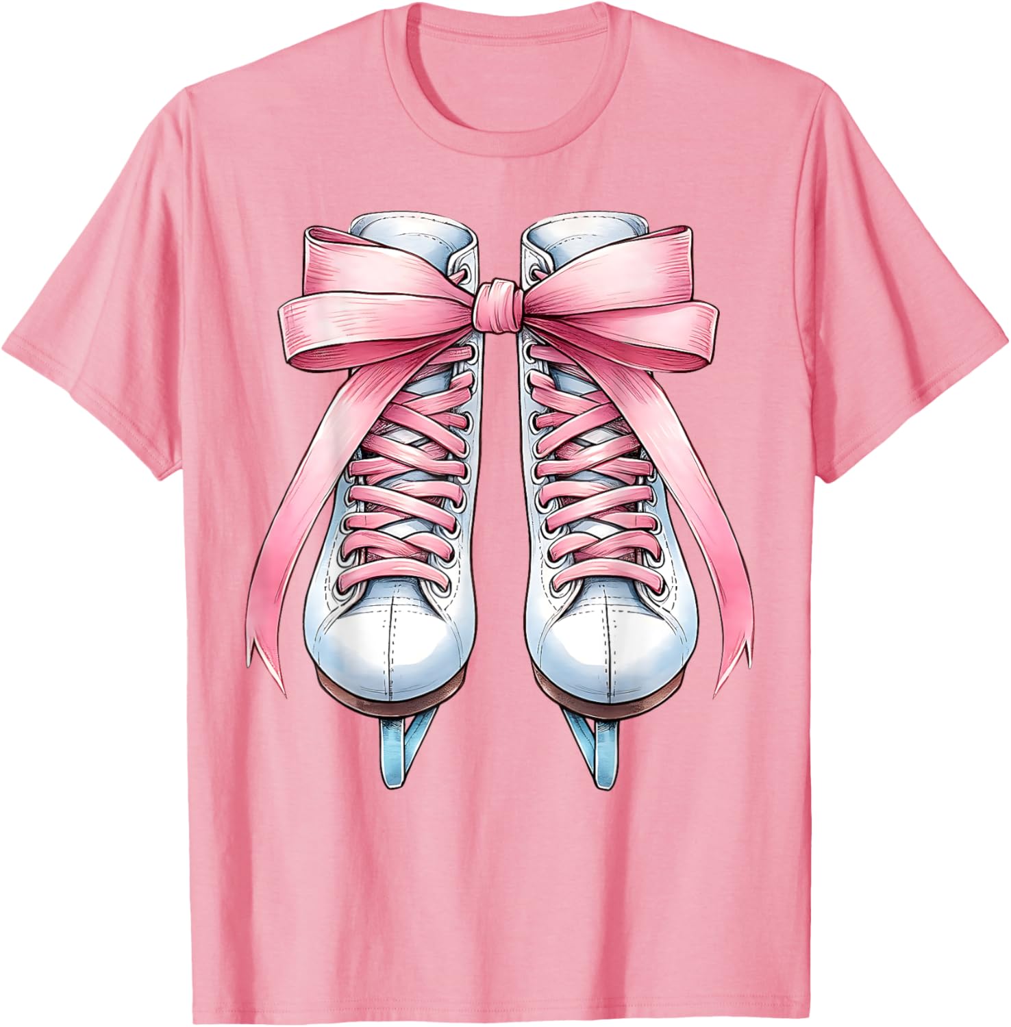 Coquette Bow Ice Skating Mom Ice Skater Mothers Day Pink T-Shirt