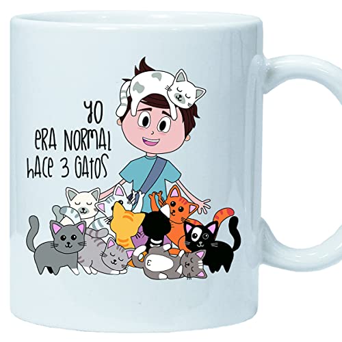 El Cajon Friki Taza (3 Gatos Chico) Tazas Originales de café y desayuno para Regalar a Amantes de los Gatos Yo Era Normal hace 3 gatos - Hombre - Cerámica 350 ml El Cajon Friki Taza (3 Gatos Chico) Tazas Originales de café y desayuno para Regalar a Amantes de los Gatos Yo Era Normal hace 3 gatos - Hombre - Cerámica 350 ml