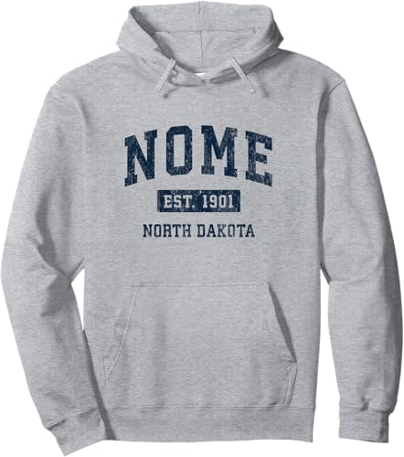 Nome North Dakota ND - Sudadera con capucha y diseño deportivo vintage, Gris
