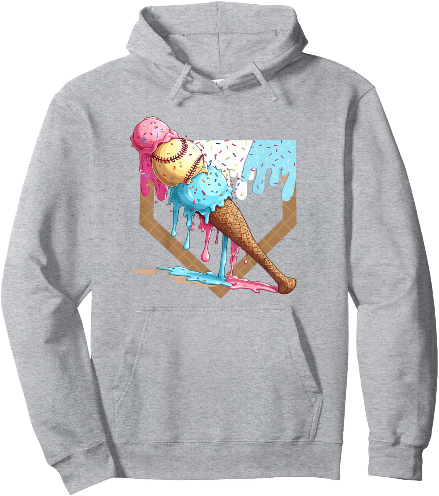 Plate Drip Cool Ice Cream Baseball Cute Present Lover Unisex Hooded Sweatshirt - Picture 6 of 8