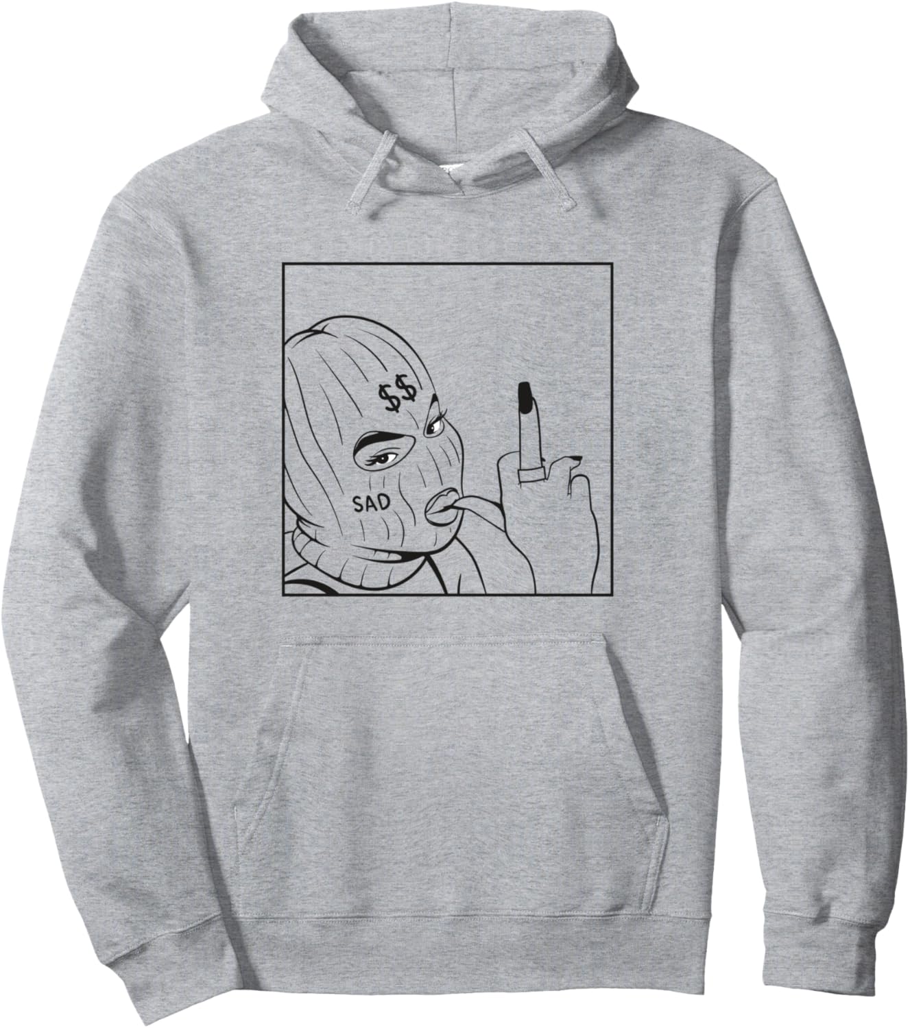 Baddie Aesthetic Dollar Sad Girl Urban Look Ski Mask Pullover Hoodie