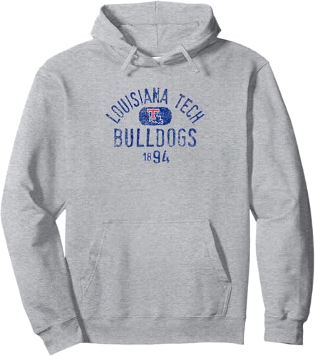 Miniatura 3 de Louisiana Tech Bulldogs Vintage 1894 - Sudadera con capucha con licencia oficial Negro,Jaspeado Oscuro,Gris Jaspeado
