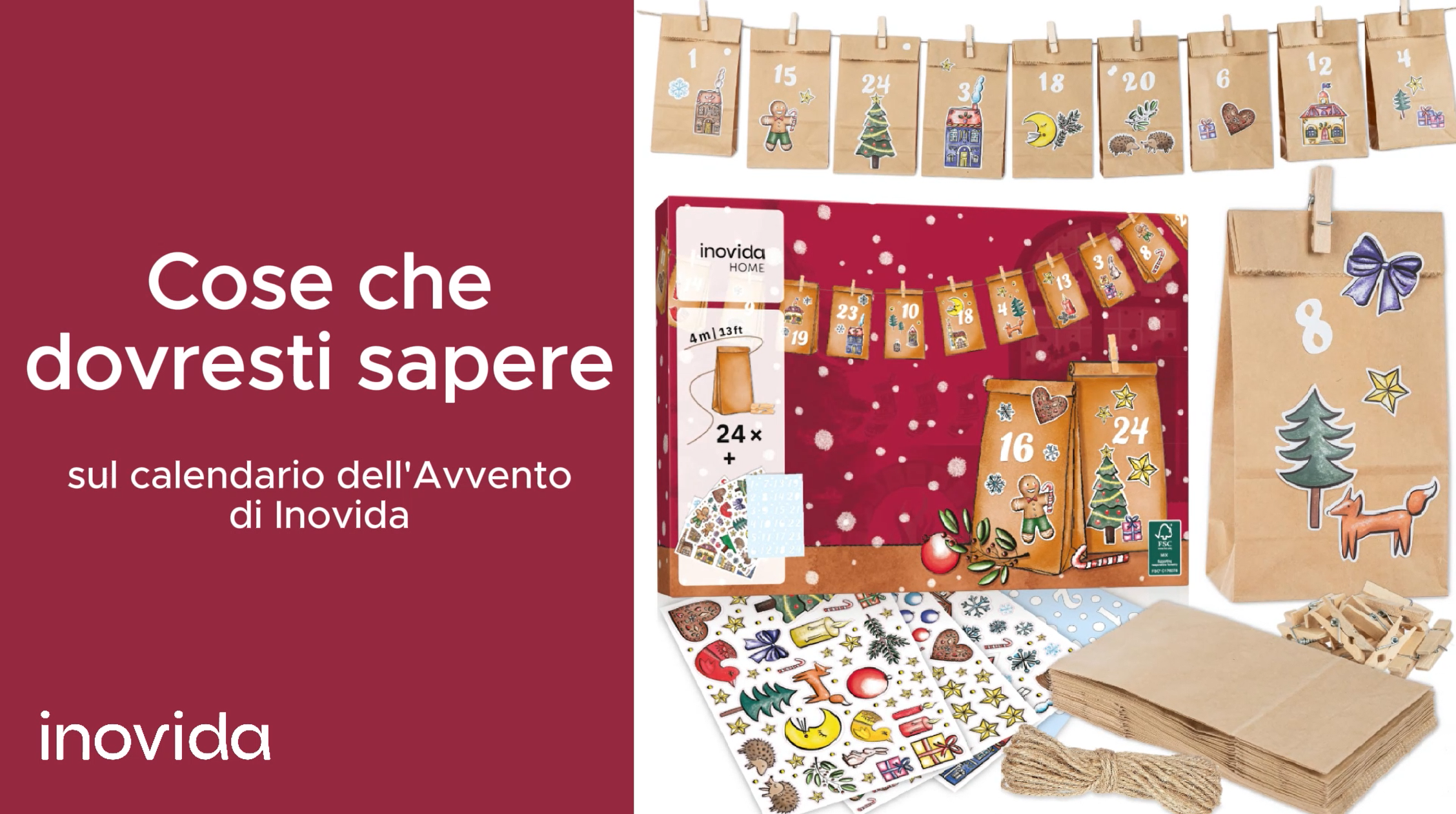 Calendario Dell'Avvento Fai Da Te 2025 - 24 Sacchetti Di Carta Con Adesivi E Spago Per Personalizzare - Foto 8