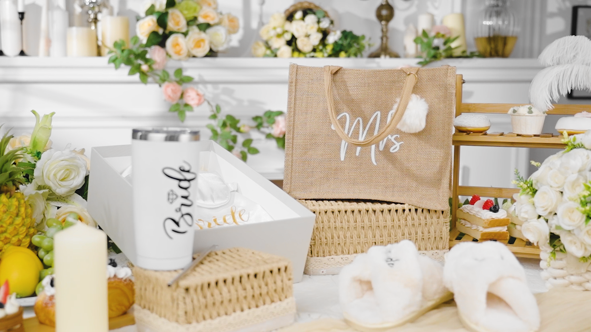 Bride Spa Gift Set Headband Slippers Makeup Bag Bridal Shower Jewelry Bride Spa Set - Etsy main image 2