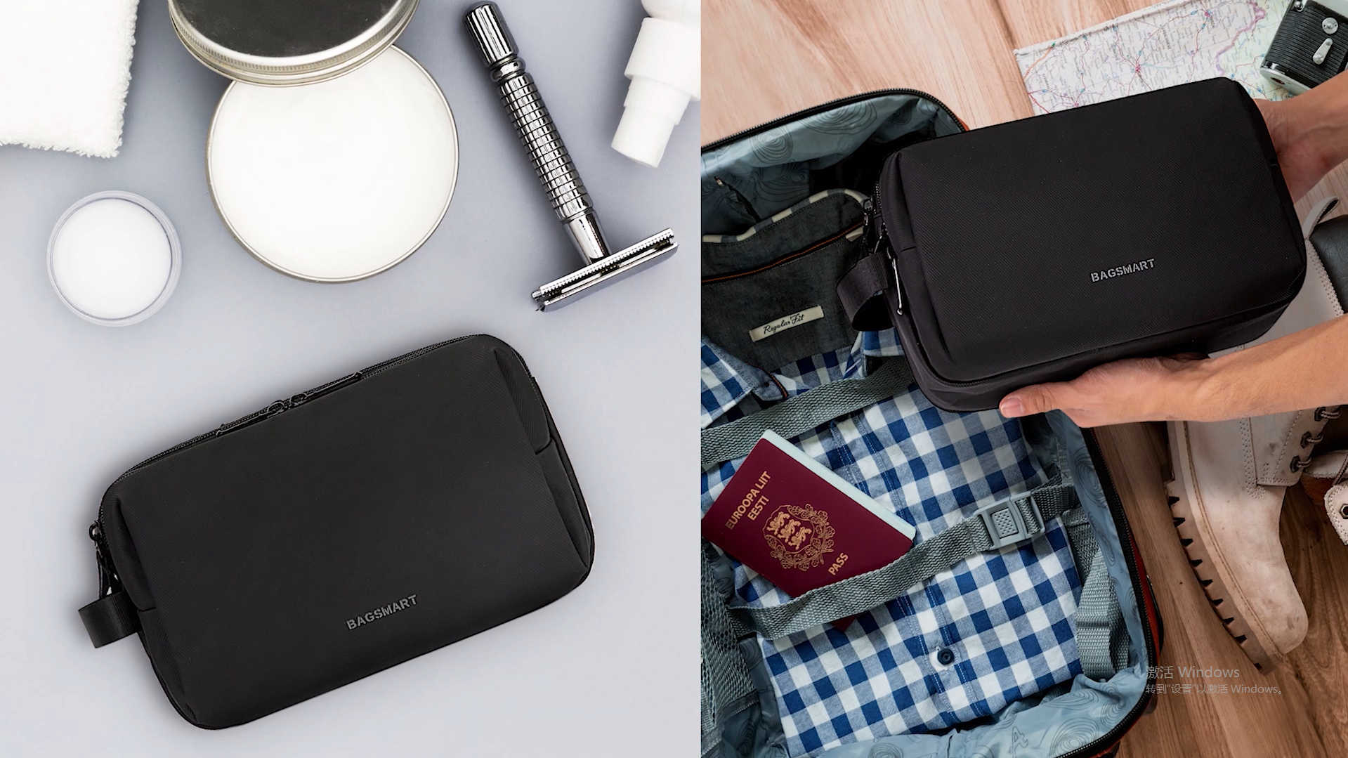 Trousse De Toilette De Voyage BAGSMART Pour Homme - Grande Capacité - Noire