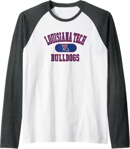 Miniatura 4 de Louisiana Tech Bulldogs Varsity Logo - Camiseta de béisbol raglán con licencia oficial, Negro - Negro/Blanco,Jaspeado Oscuro/Blanco,Jaspeado