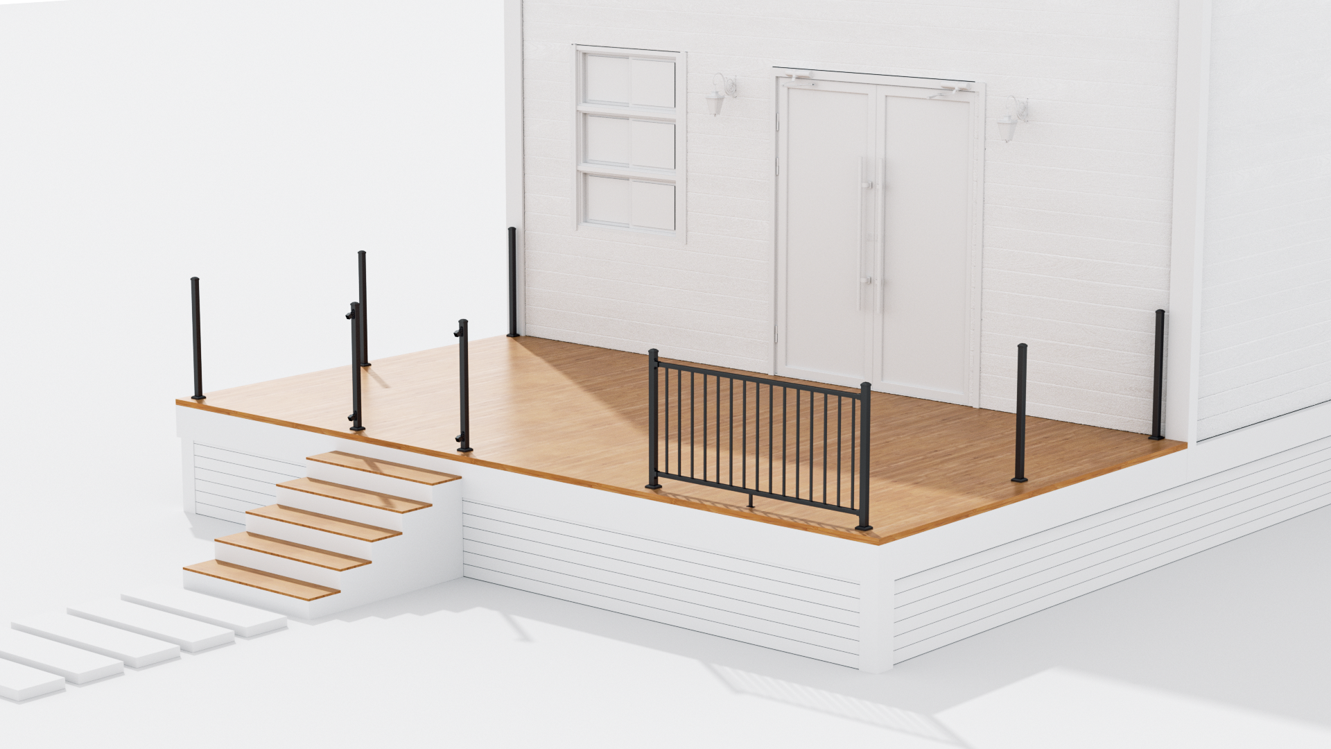 Guwezoy 36 in. H x 4 ft. W Modular Aluminum Deck Railing Kits with