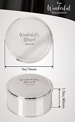 Round Jewelry Mirror Polished Trinket Box - Christian Keepsake For New Born Babies To Celebrate Baptism, Catholic First Communion Rosary Necklace Eucharistic Box Metal #TOP2