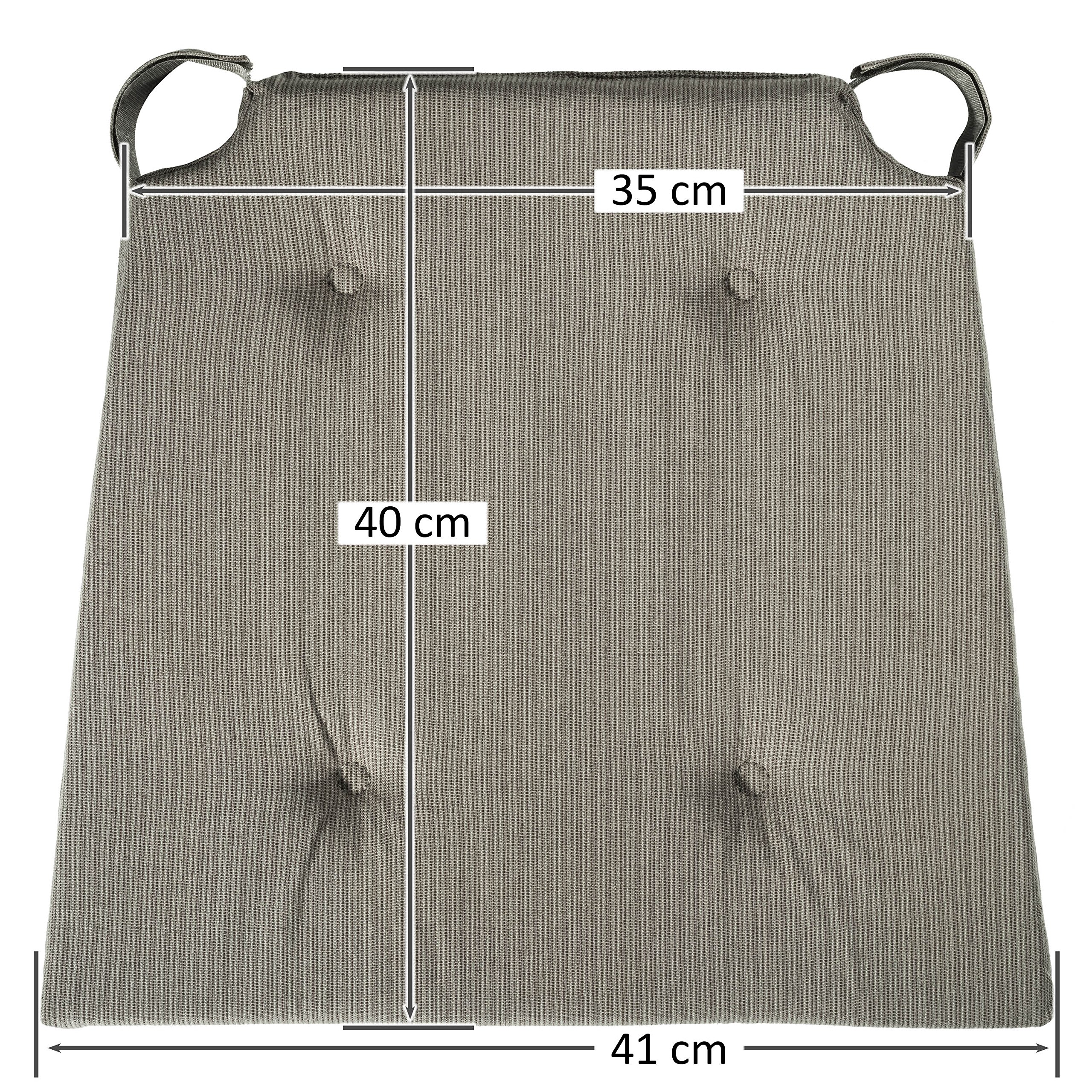 sleepling Set of 2 Chair Cushions, Eva Seat Cushion for Indoor and Outdoor Use with Fastening, 100% Cotton, Made in EU, Size: 40 (Front), 35 (Back) x 38 x 7 cm, Beige