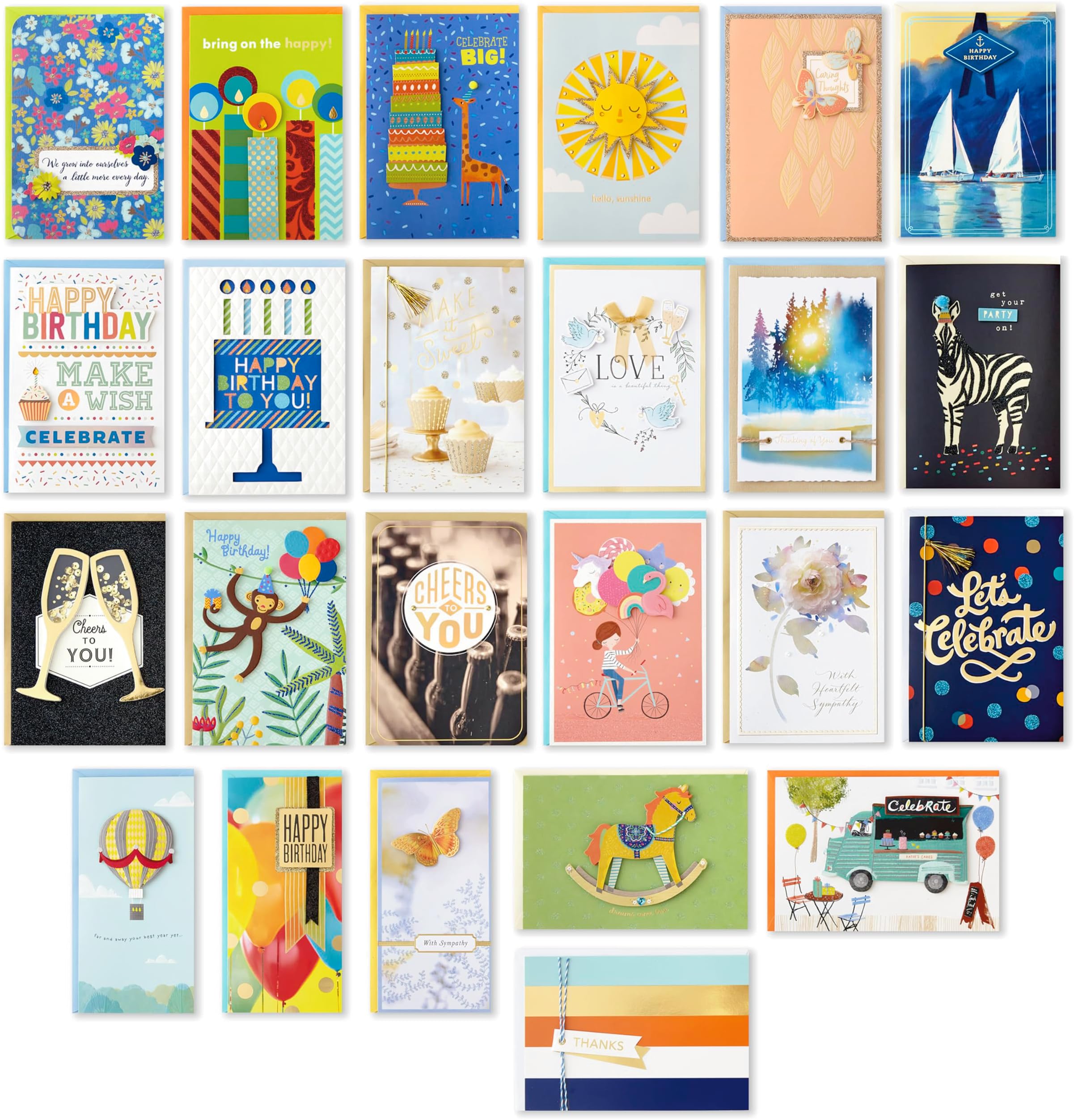 All Occasion Cards, Assorted 24-Pack with Organizer (Herringbone)
