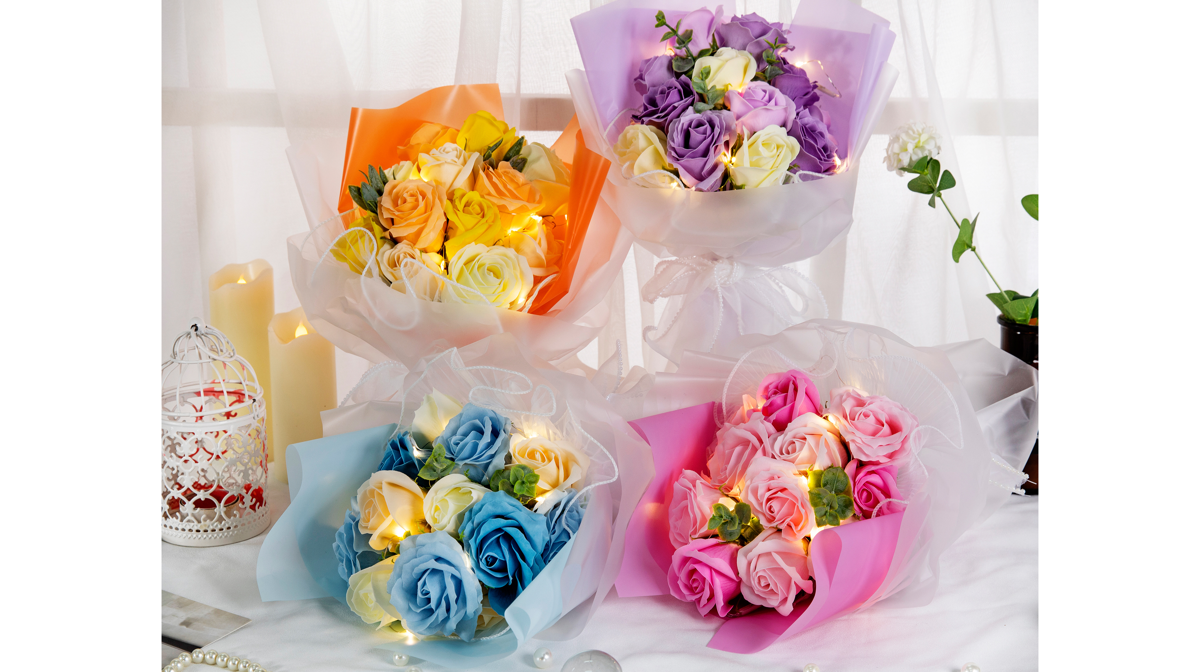 Amazon 母の日 Led ソープフラワー 花束 バレンタインデー 誕生日 記念日 父の日 先生の日 バレンタインデー 昇進 転居など最適としてのプレゼント パープル 枕カバー ピローケース オンライン通販