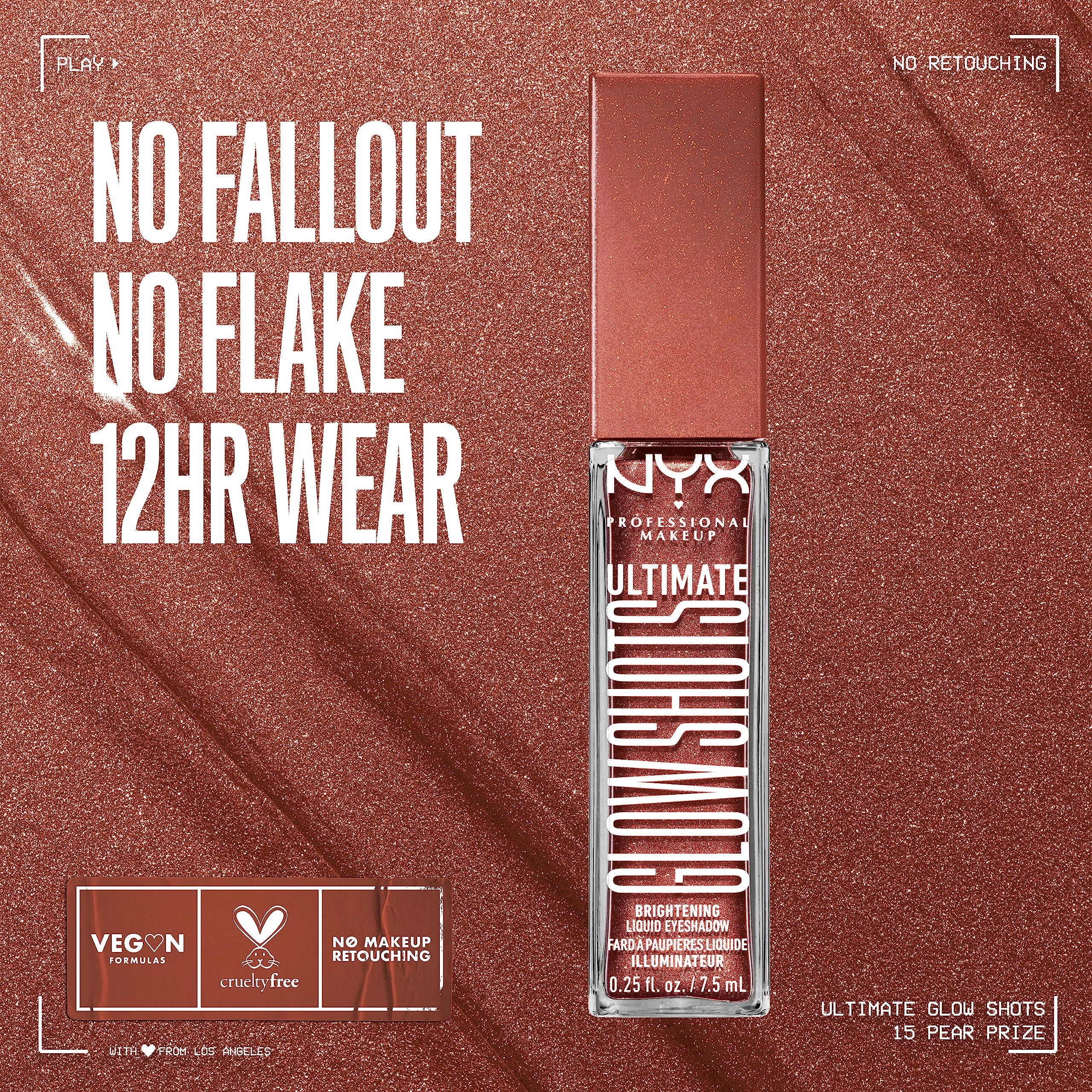 NYX PROFESSIONAL MAKEUP Ultimate Glow Shots, Liquid Eyeshadow, Long-Lasting Shimmer Eye Shadow with Vitamin C - Highkey Lychee: Pear Prize 0.25 Fl Oz (Pack of 1)