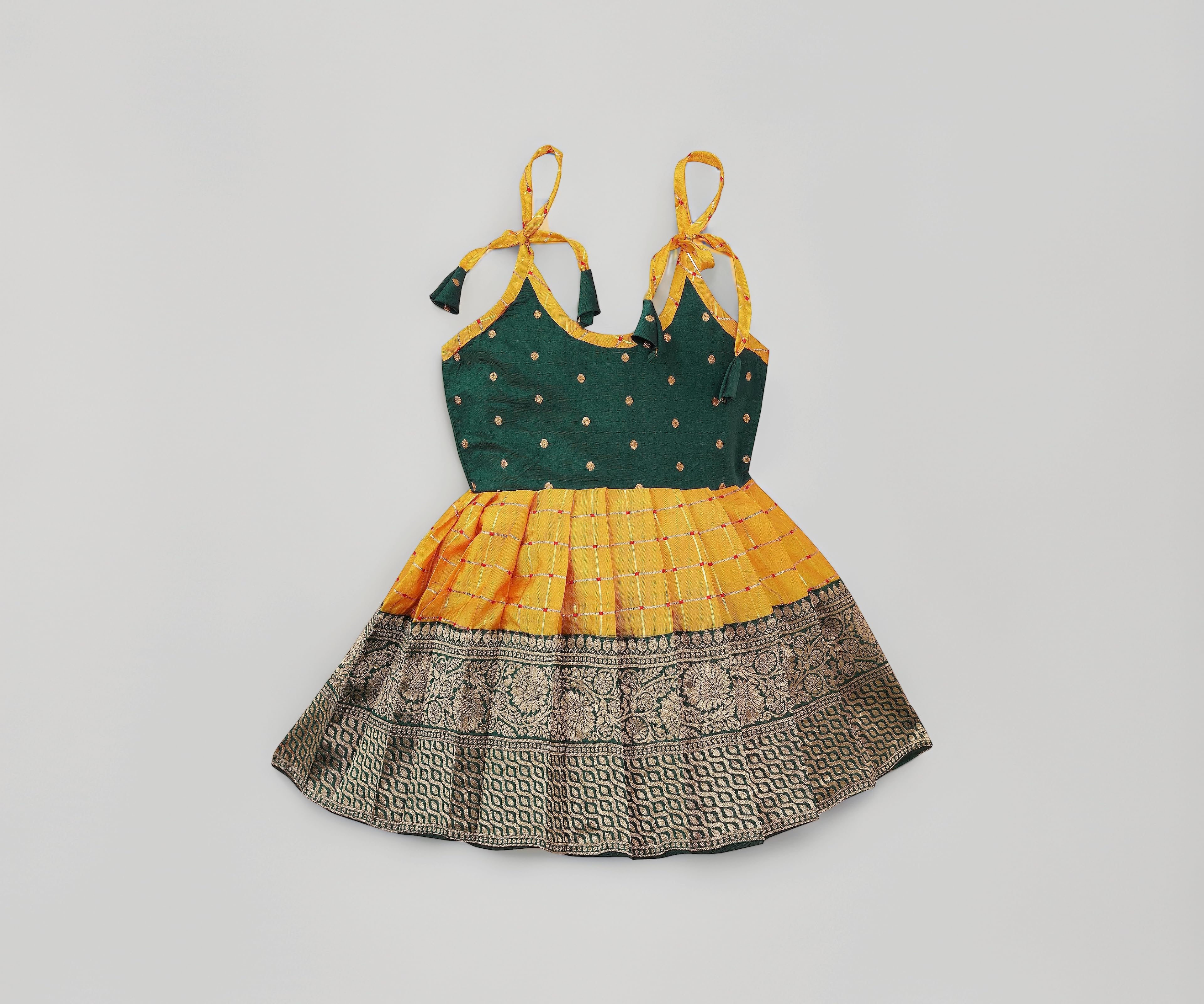 PW PLATYPUS WORLD New South Indian Traditional pattu Pavadai Tapeta Silk Frock for Baby Girls