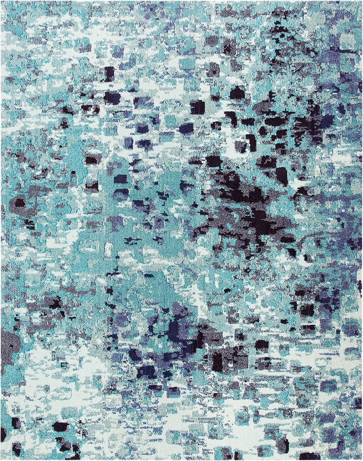 SAFAVIEH Area Rug 8x10 - Madison Collection - Large - Turquoise & Navy, Boho Abstract Distressed Design, Non-Shedding & Easy Cleaning, Ideal for Living Room, Bedroom, Office, Dining Space (MAD425J)