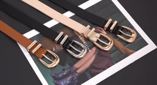 WERFORU 2 Pack Women Leather Belt Fashion Leather Waist Belt 