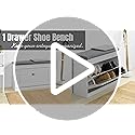 Haotian Shoe Storage Bench with Cushion, White Narrow Shoe Rack for Entryway, Small Shoe Cabinet with 2 Tiers Flip-Drawer, Closet Hallway Mudroom FSR82-L-W