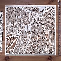 Vista 5 de O3 Design Studio Santiago de Chile mapa de papel cortado en papel negro mate 20.0 x 20.0in