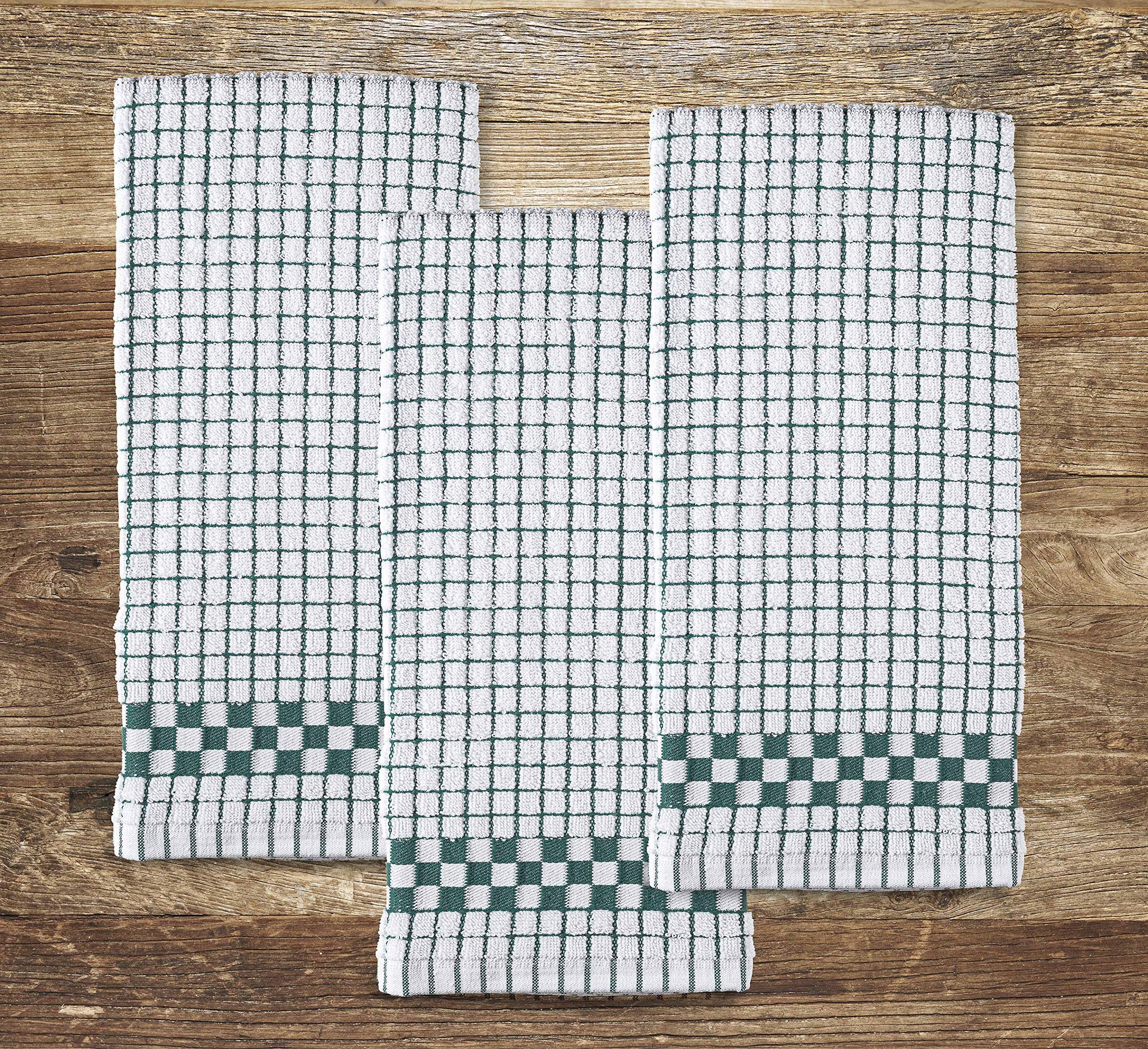 XLNT Lot de 9 torchons de cuisine ultra absorbants 100 % coton pelucheux durables avec point de boucle Vert 45,7 x 71,1 cm