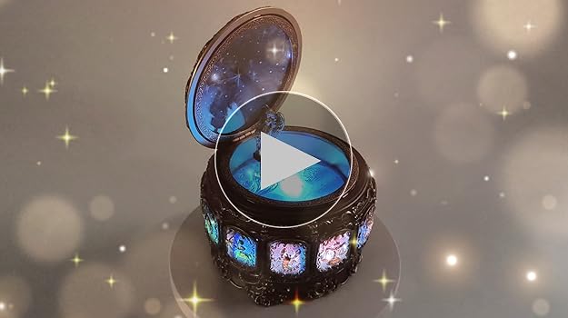 Vintage Music Box with Constellations Rotating Goddess LED Lights