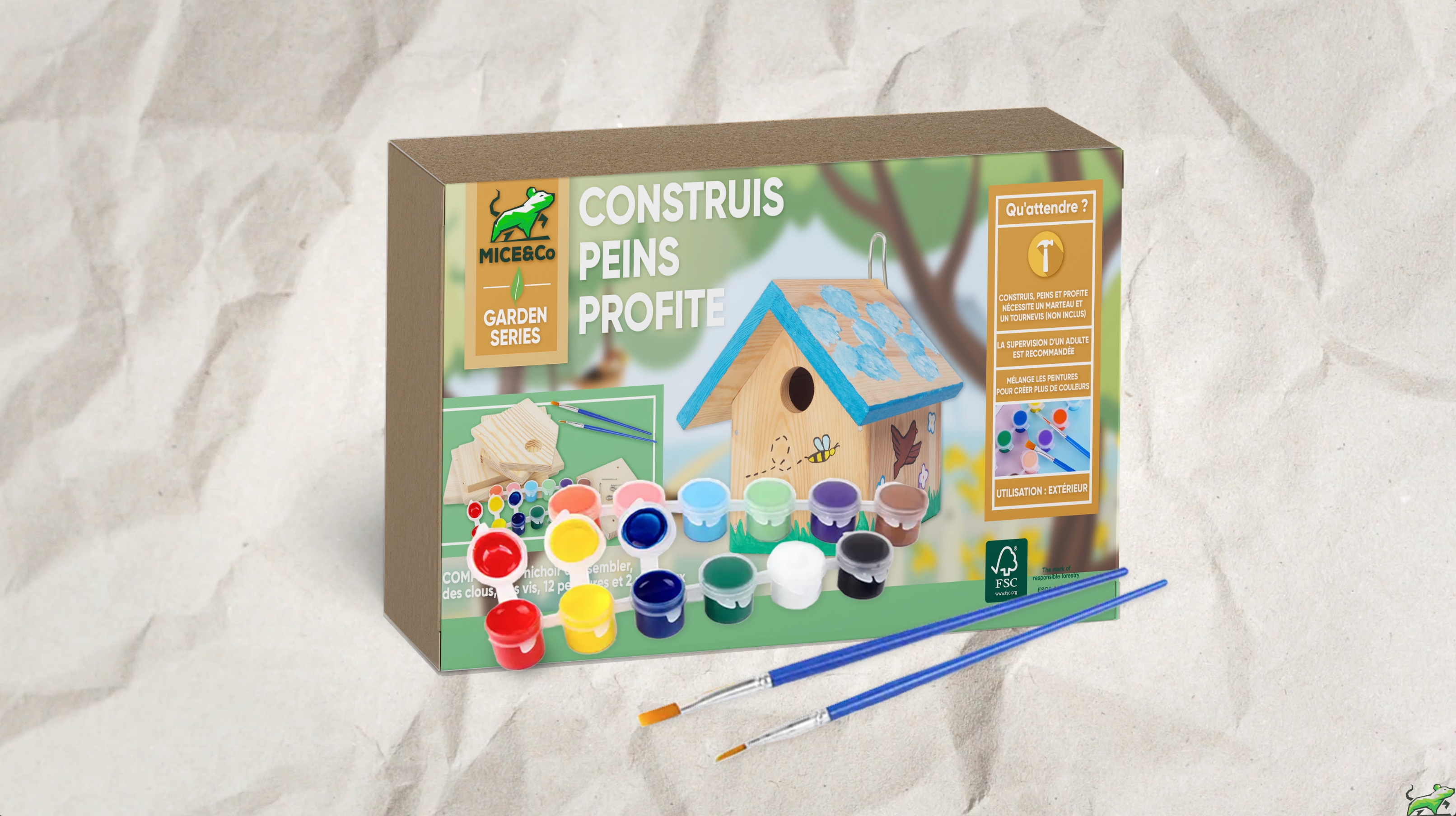 Kit DIY Maison D'Oiseau En Bois à Peindre Mice&Co - Nichoir Écologique Pour Jardin