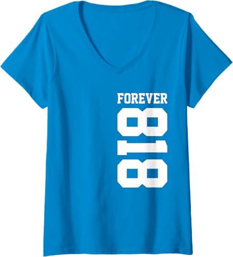 Miniatura 8 de Womens 818 Area Code Los Angeles California Glendale CA Burbank CA V-Neck T-Shirt Black,Navy Blue,Baby Blue,Red,Dark Green,Dark Heather Grey,Heather