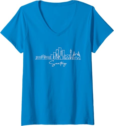 Miniatura 8 de Womens city skyline Santiago Chile V-Neck T-Shirt Black,Navy Blue,Baby Blue,Red,Dark Green,Dark Heather Grey,Heather Grey,Sapphire Blue,Pink,Purple