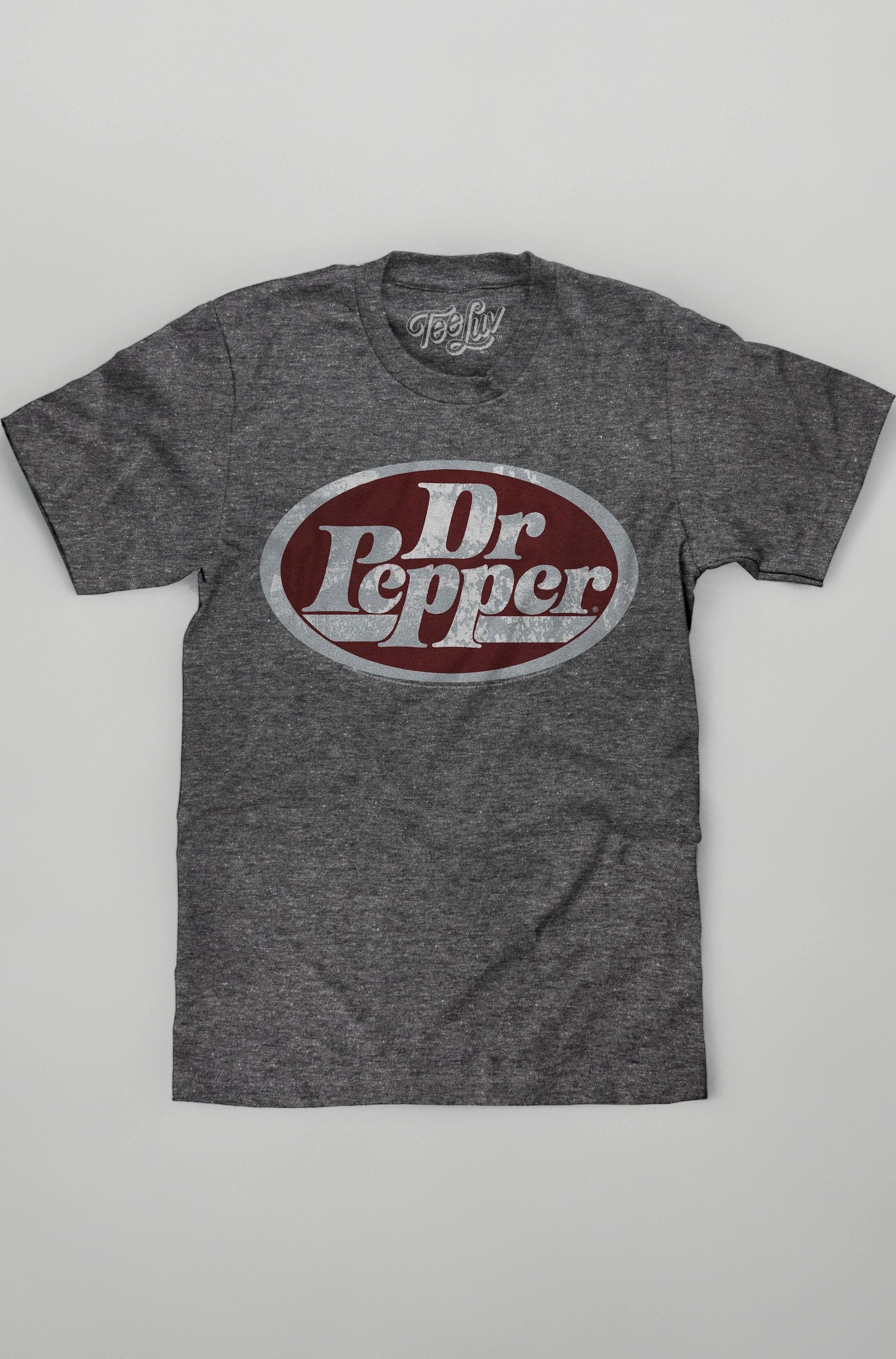 Dr Pepper T-Shirt - Distressed Dr Pepper Logo Shirt (Grey) (2XL)