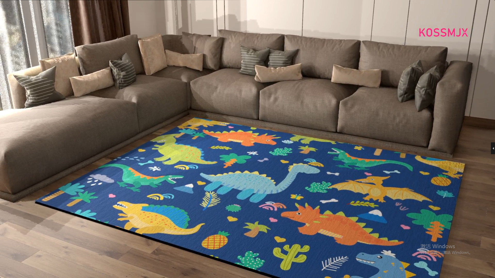 Tapete decorativo infantil con dinosaurios azul 2x3 ft miniatura 7