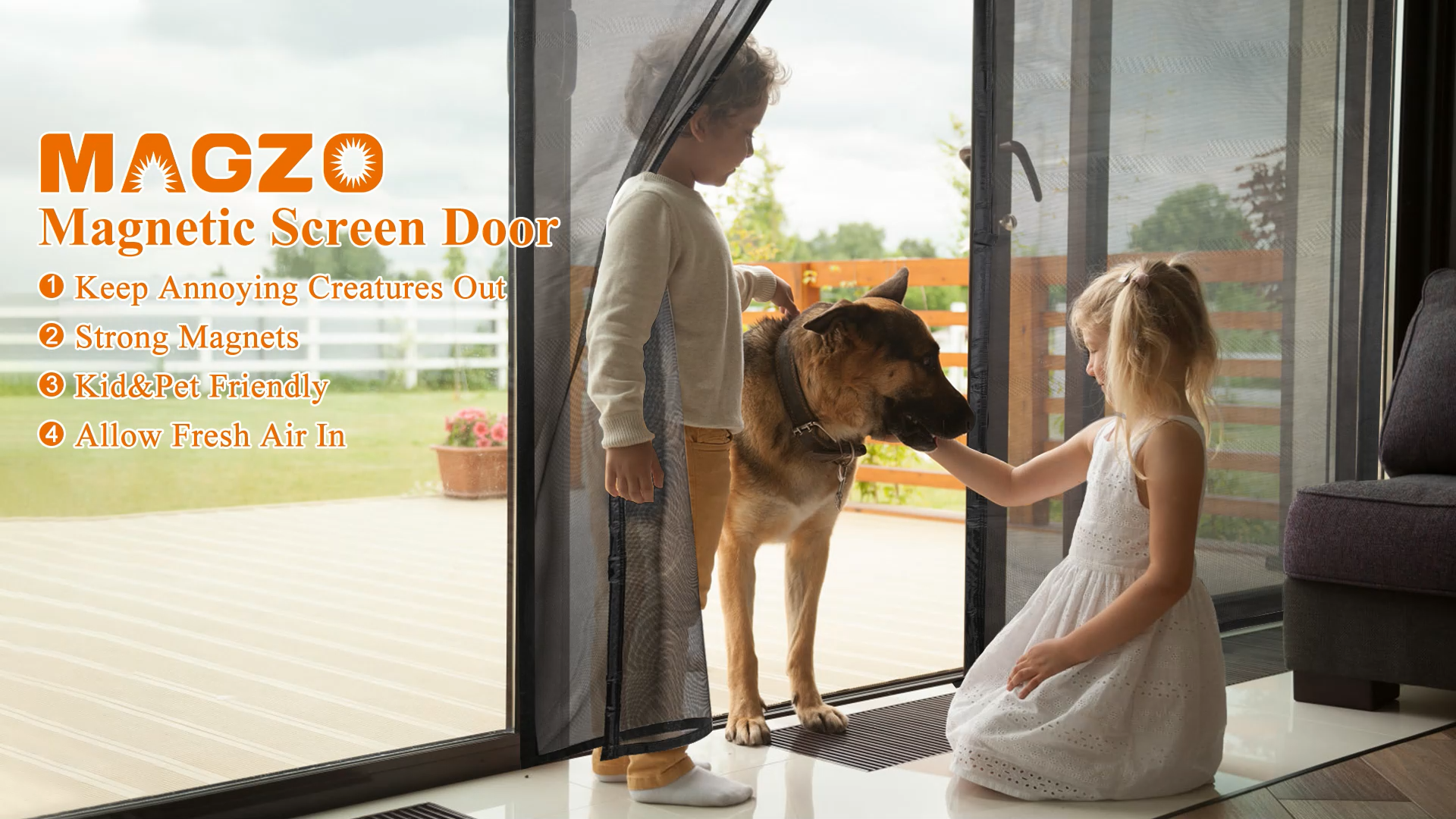 MAGZO Magnetic Screen Door Fits Door Size 72
