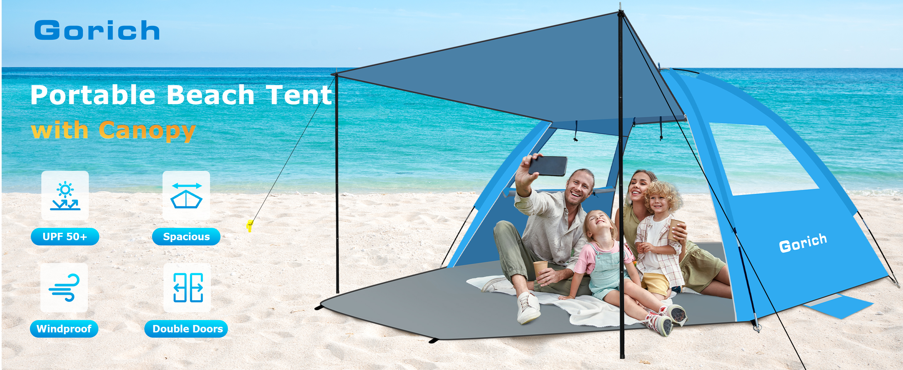 Amazon.com: Gorich Beach Tent with Canopy - Easy Setup 3-4/5-6/7-8