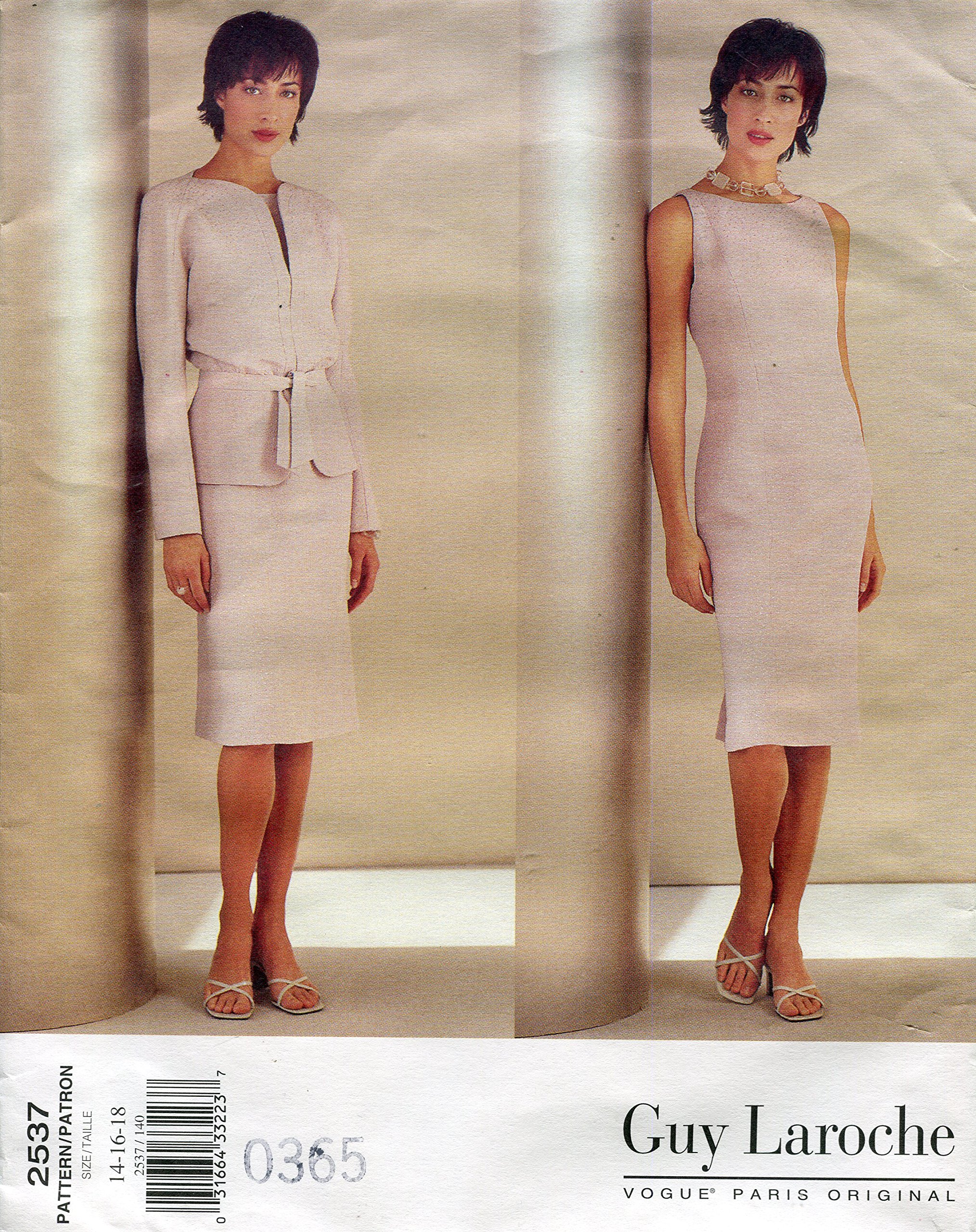 Vogue Paris Original Pattern 2537 Guy Laroche Misses' Jacket and Dress, Size 14-16-18