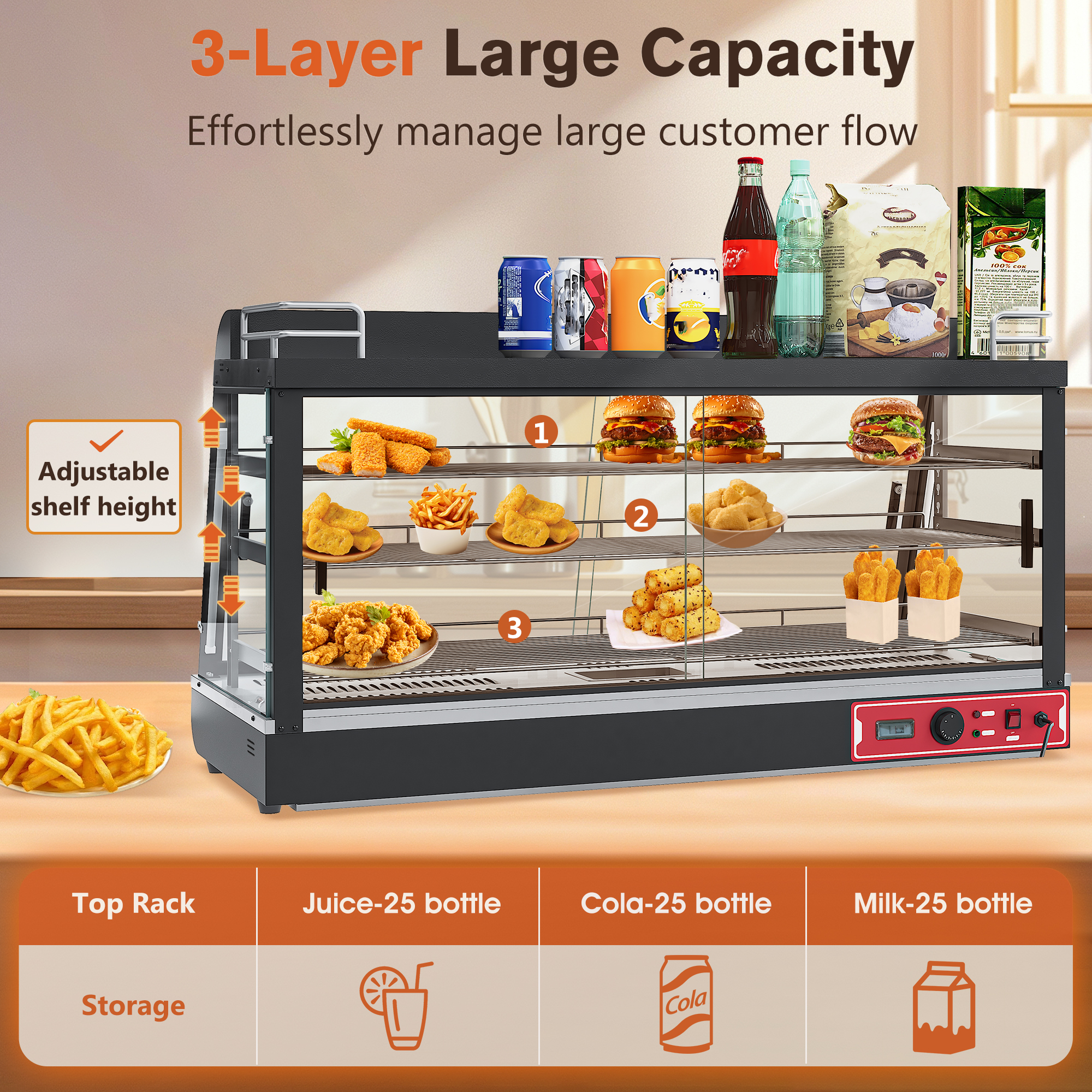 Amazon.com: 3-Shelf Commercial Food Warmer Display w/Top