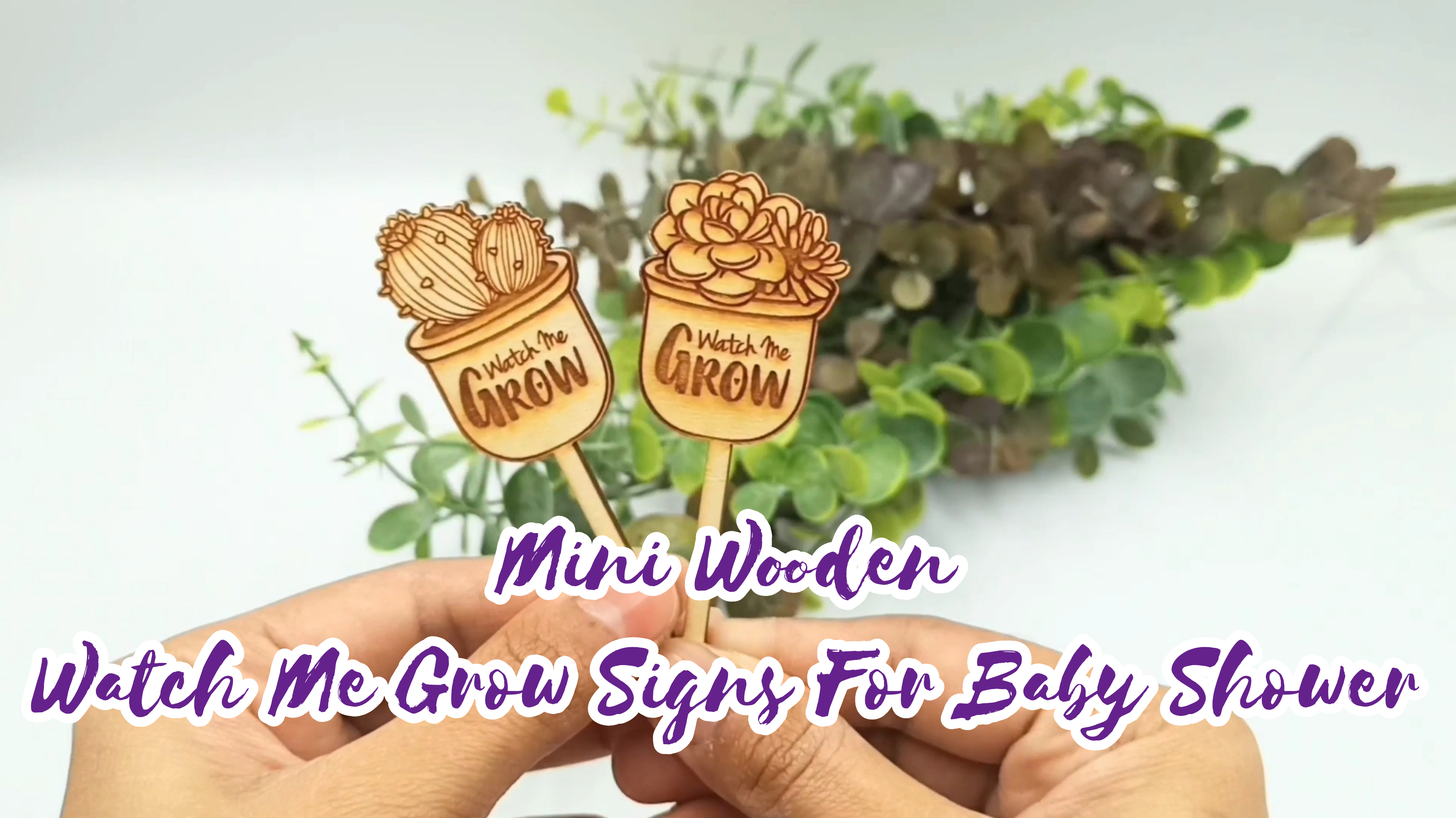 Summer-Ray 50 Stück Mini-Holzschilder „Watch Me Grow“ Für Kakteen & Sukkulenten – Lasergraviert, Ca. 80x29 Mm
