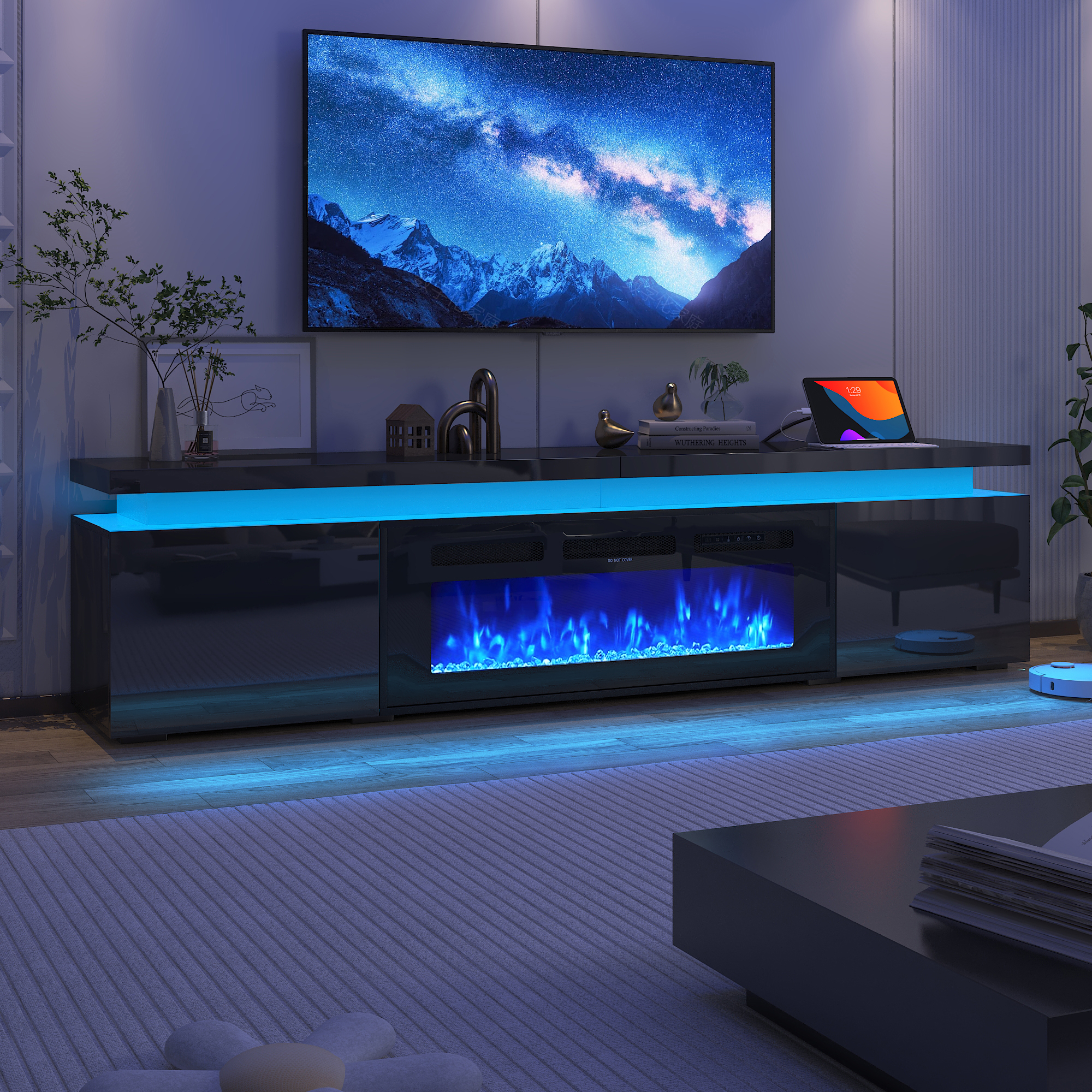 Amazon.com: 83In LED TV Stand with 40In fireplace for 80In TV