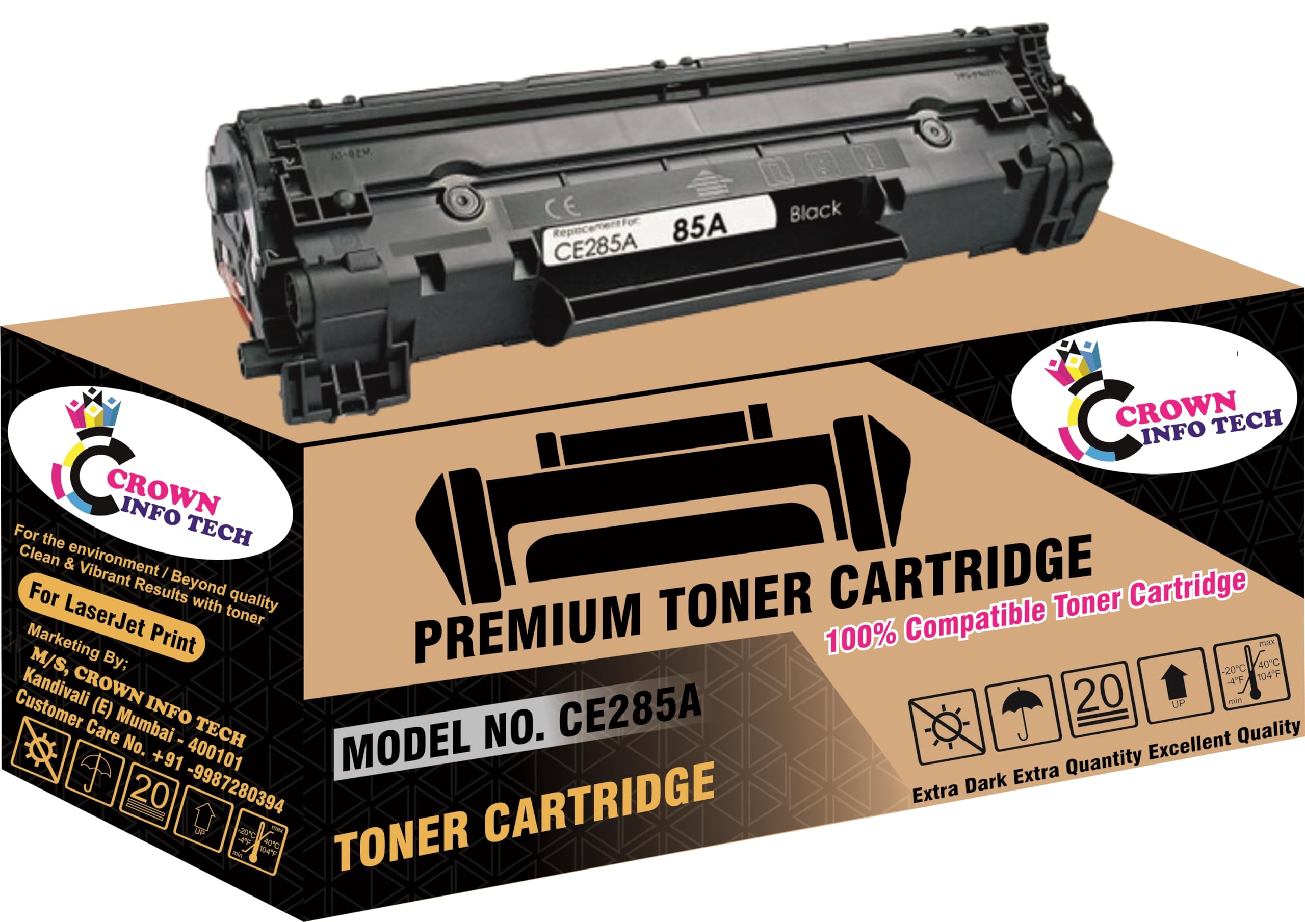 CE285A / 285A / 85A Premium Toner Cartridge Compatible with HP LaserJet Pro P1100 / P1102 / M1130 MFP / M1132 / M1134 / M1137 / M1138 / M1139 / M1210 / M1212 / M1213 / M1214 / M1217 MF-B109P/ M1219nfh