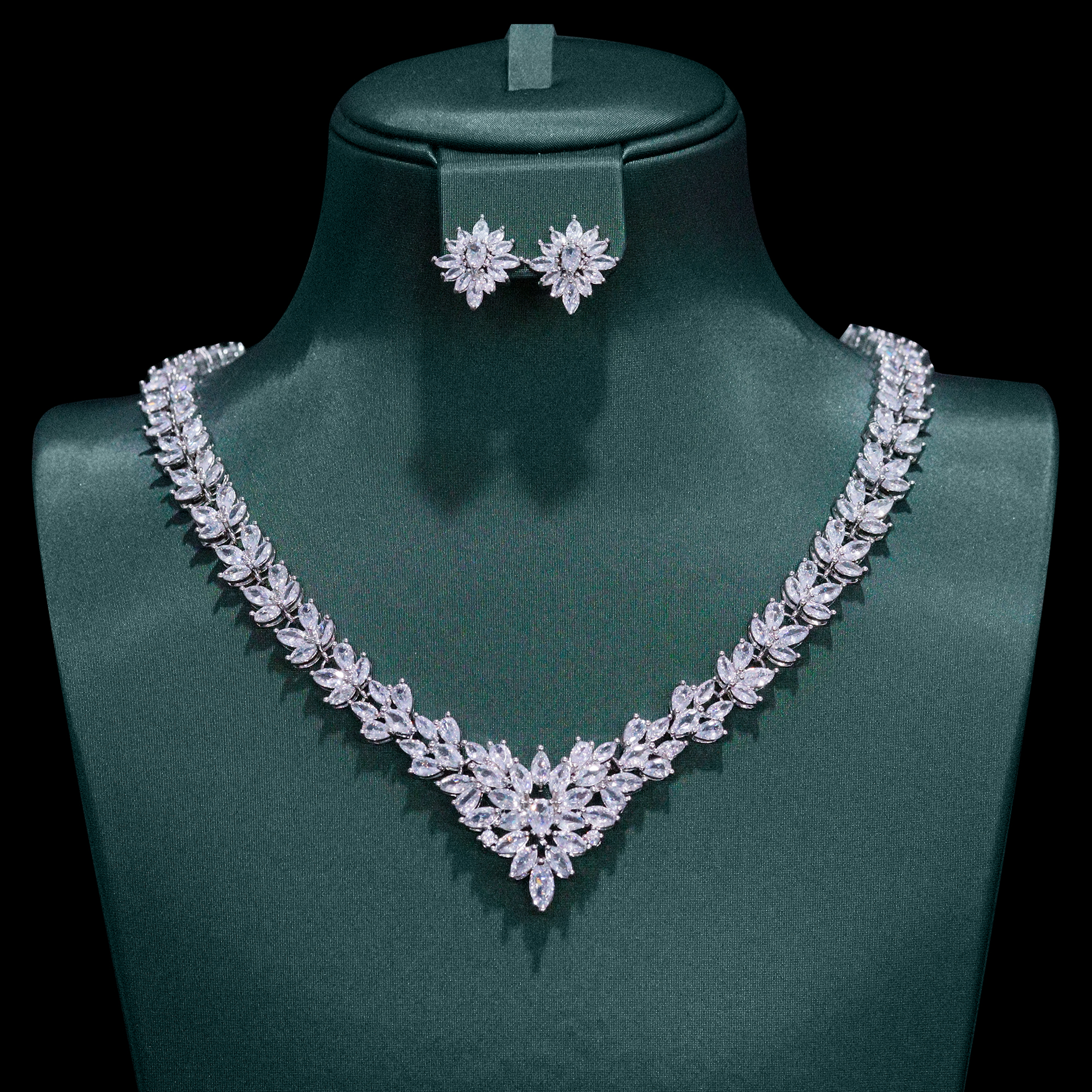 Amazon.com: Jorsnovs Luxury Silver Zircon 2pcs Bridal Jewelry Set