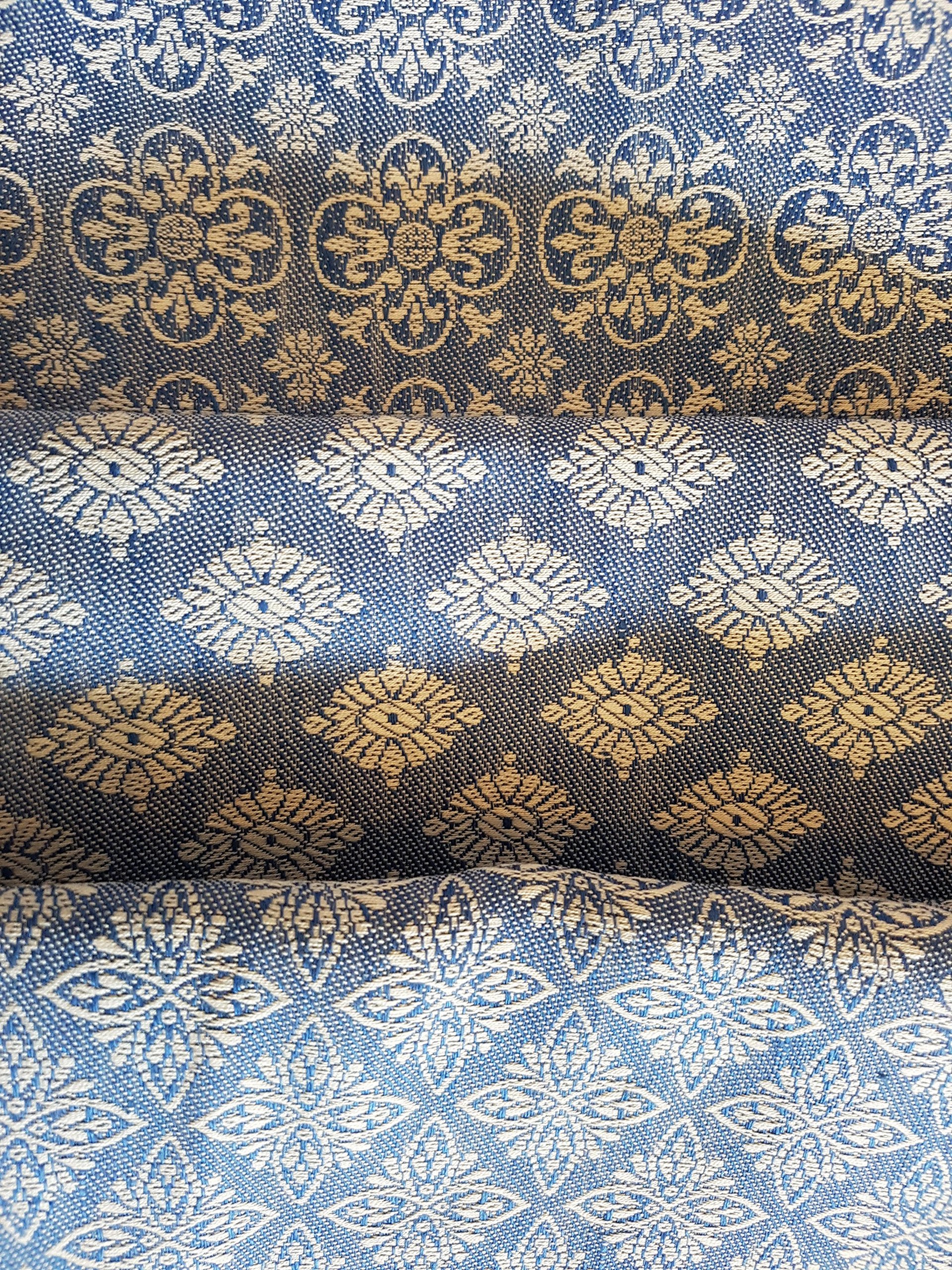 uebelhoer – Set 3 strofinacci – Ornament – Misto Lino – 50% Lino, 50% cotone – Tessuto 48 x 70 cm – Blu medio