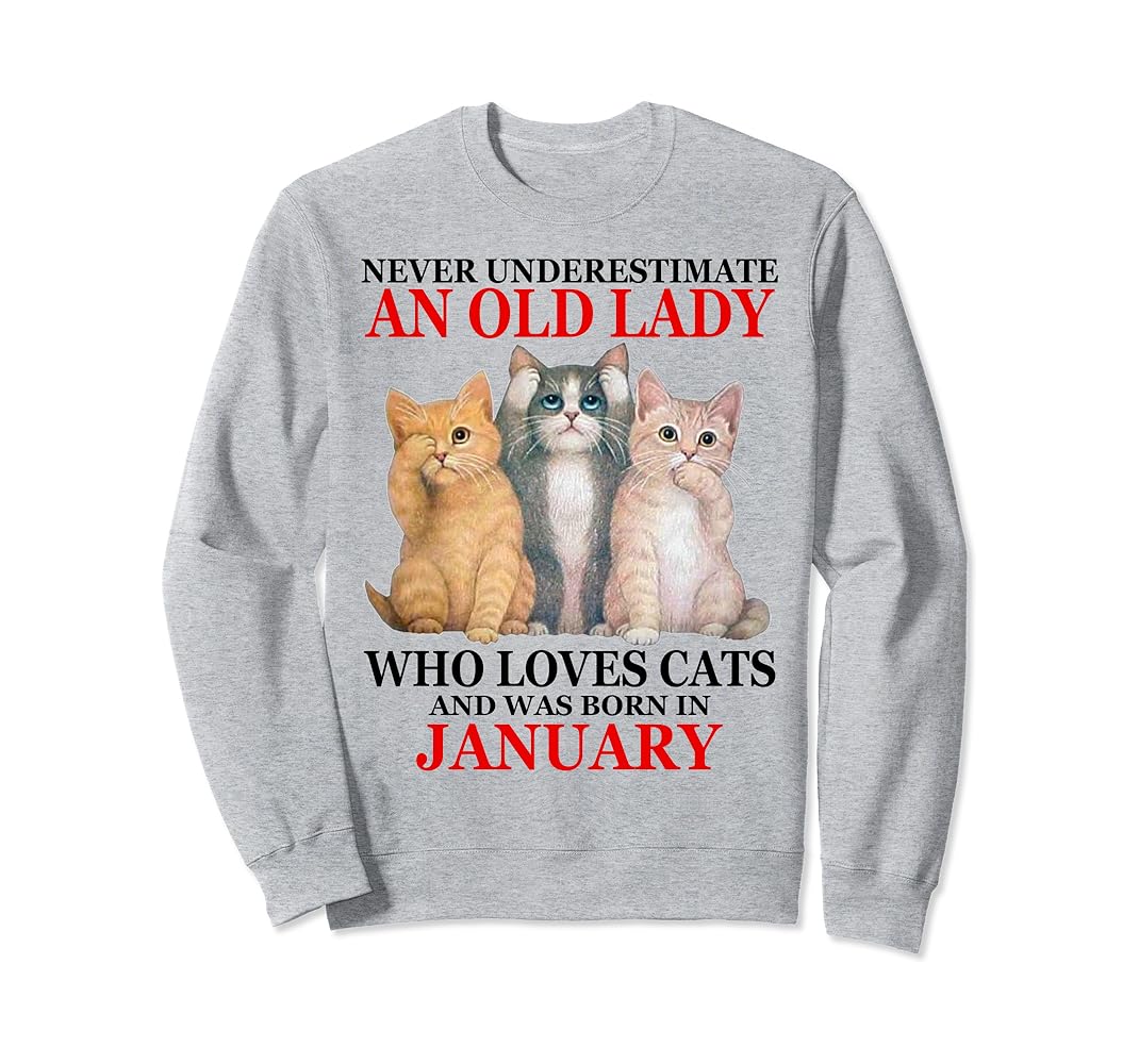Old lady cat sweatshirt Clearance