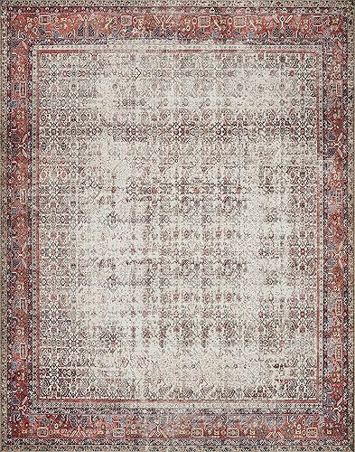 Miniatura 3 de Loloi - Tapete de pelo corto para sala estar, suave duradero, colección Layla, estampado envejecido y retro, no desprende pelo, fácil de limpiar,