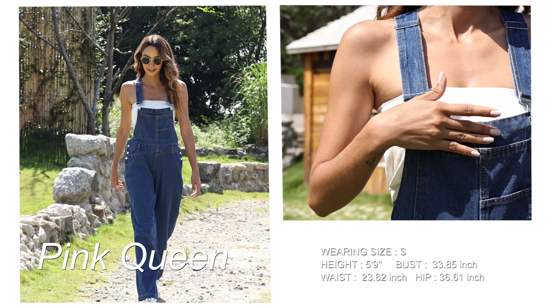 Amazon.com: Pink Queen Women's Denim Jumpsuit Casual Denim Bib