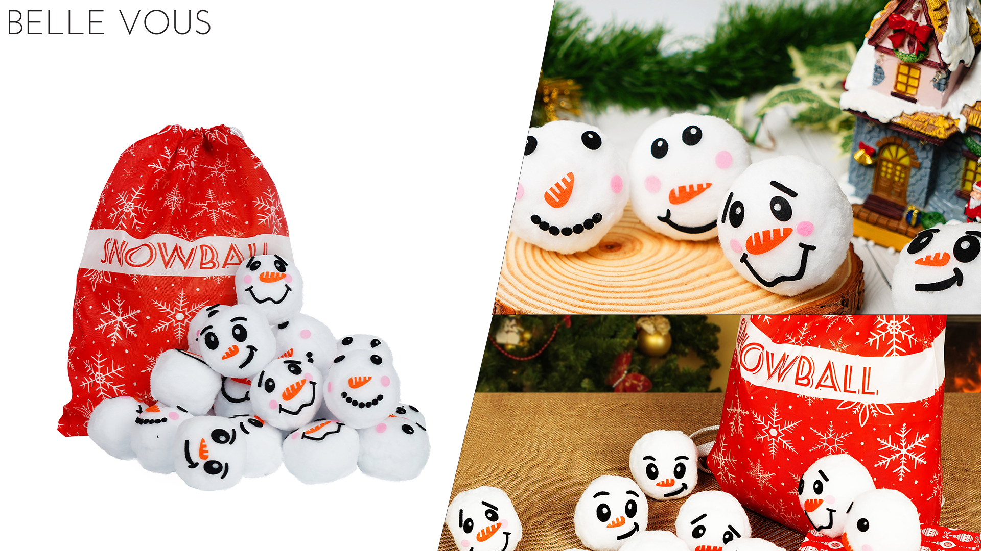 72 Piece Plush Snowball Set - 2 Inch Fake Snowballs With Smile Faces For Indoor Snowball Fights