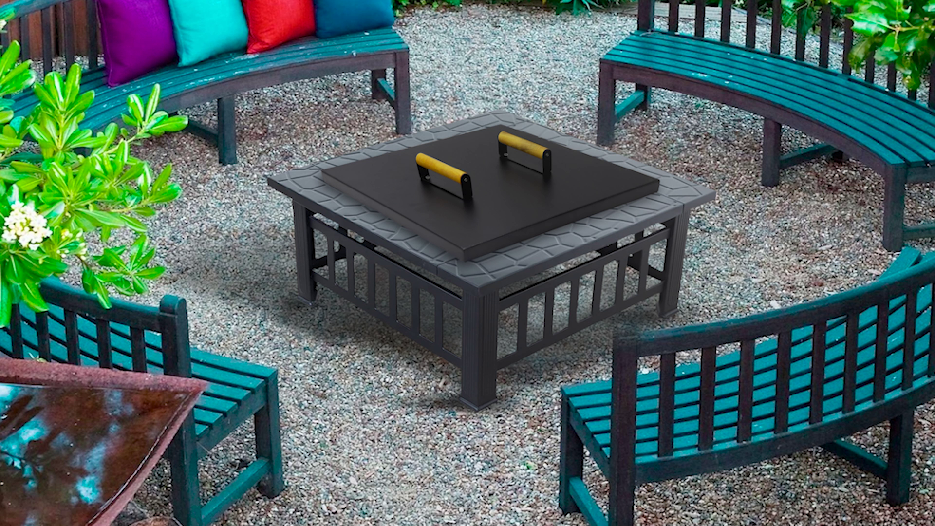 Fire Pit Snuffer Lid -28x28 Fire Pit Cover Square, Rust Resistant
