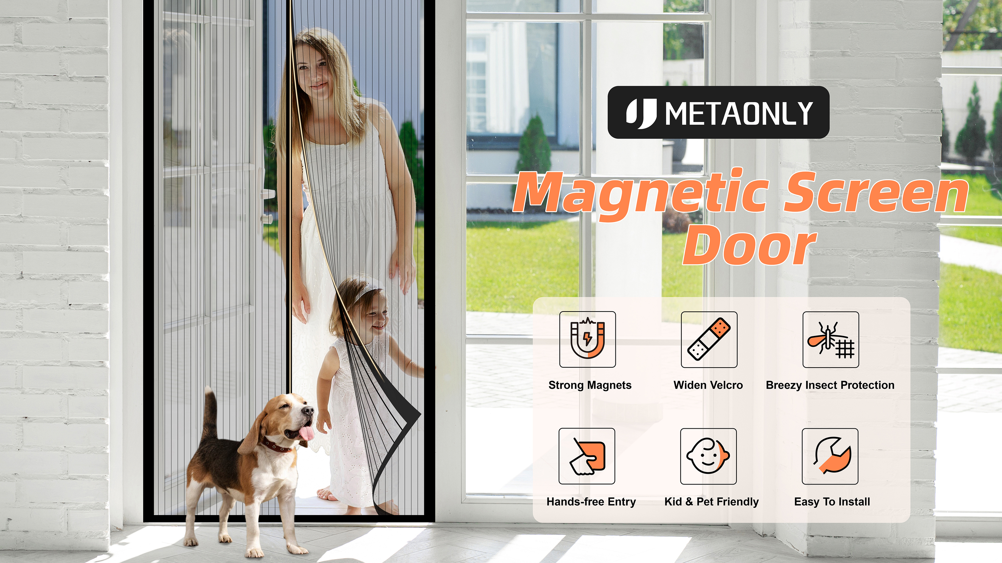 METAONLY Magnetic Screen Door Mesh Fits 30
