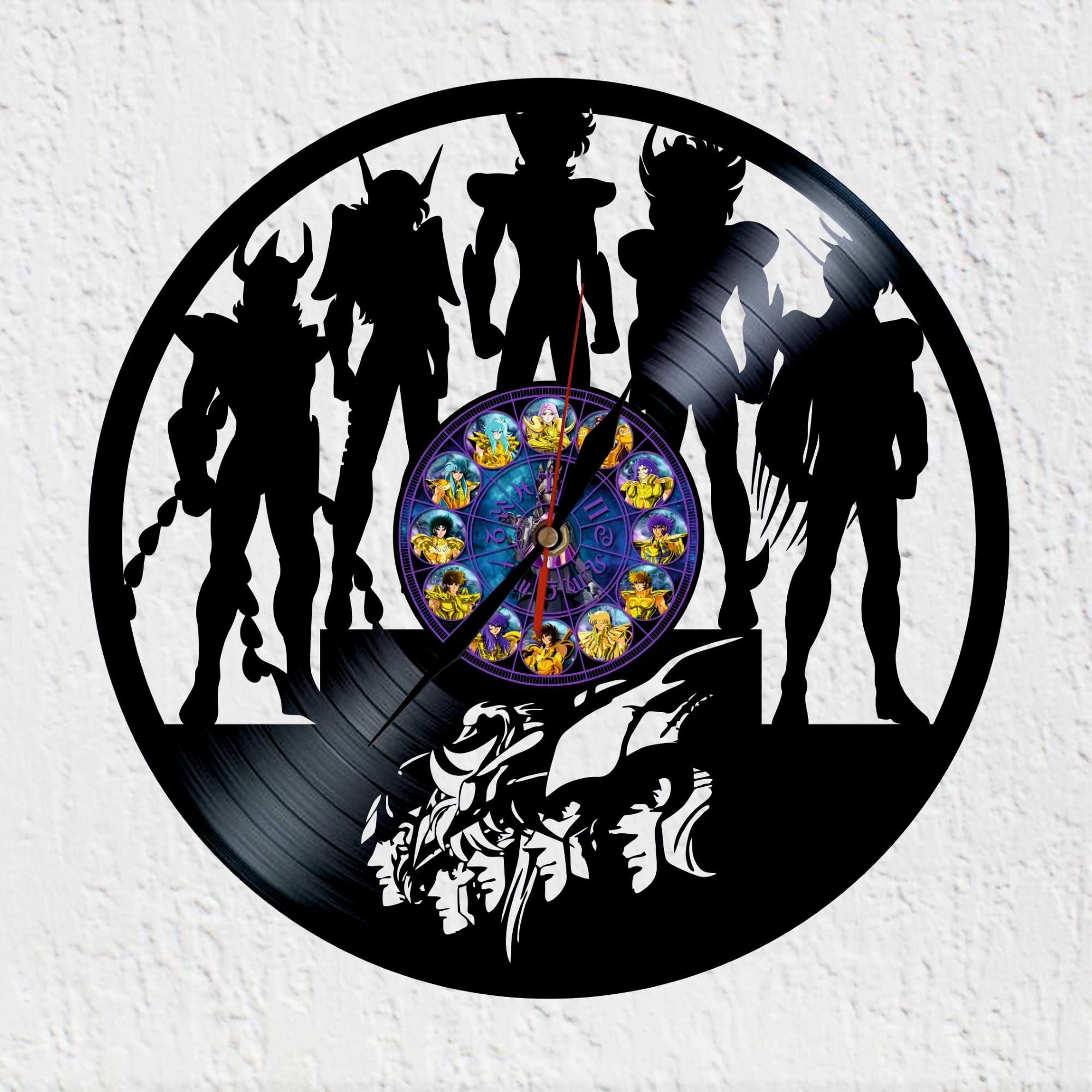Horloge murale disque vinyle silhouette anime 80s avec mouvement silencieux