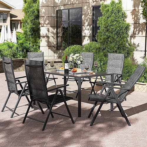 Miniatura 2 de UDPATIO Juego de 4 sillas de comedor plegables para patio, sillas plegables para adultos con textil acolchado transpirable para todo tipo de clima,