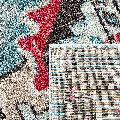 Miniatura 188 de Safavieh Tapete de área grande, colección Monaco, 11 pies x 15 pies, azul marino y celeste, diseño desgastado de medallón, no desprende pelusa