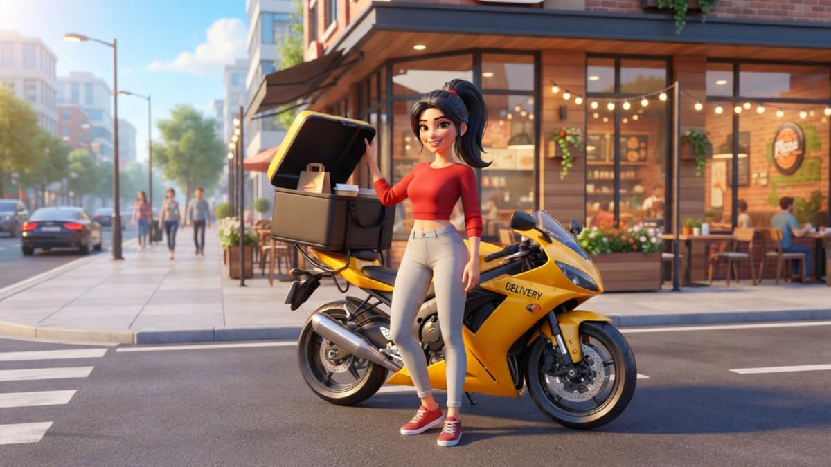 Motorcycle Food Delivery - Rider Simulator Game 3D