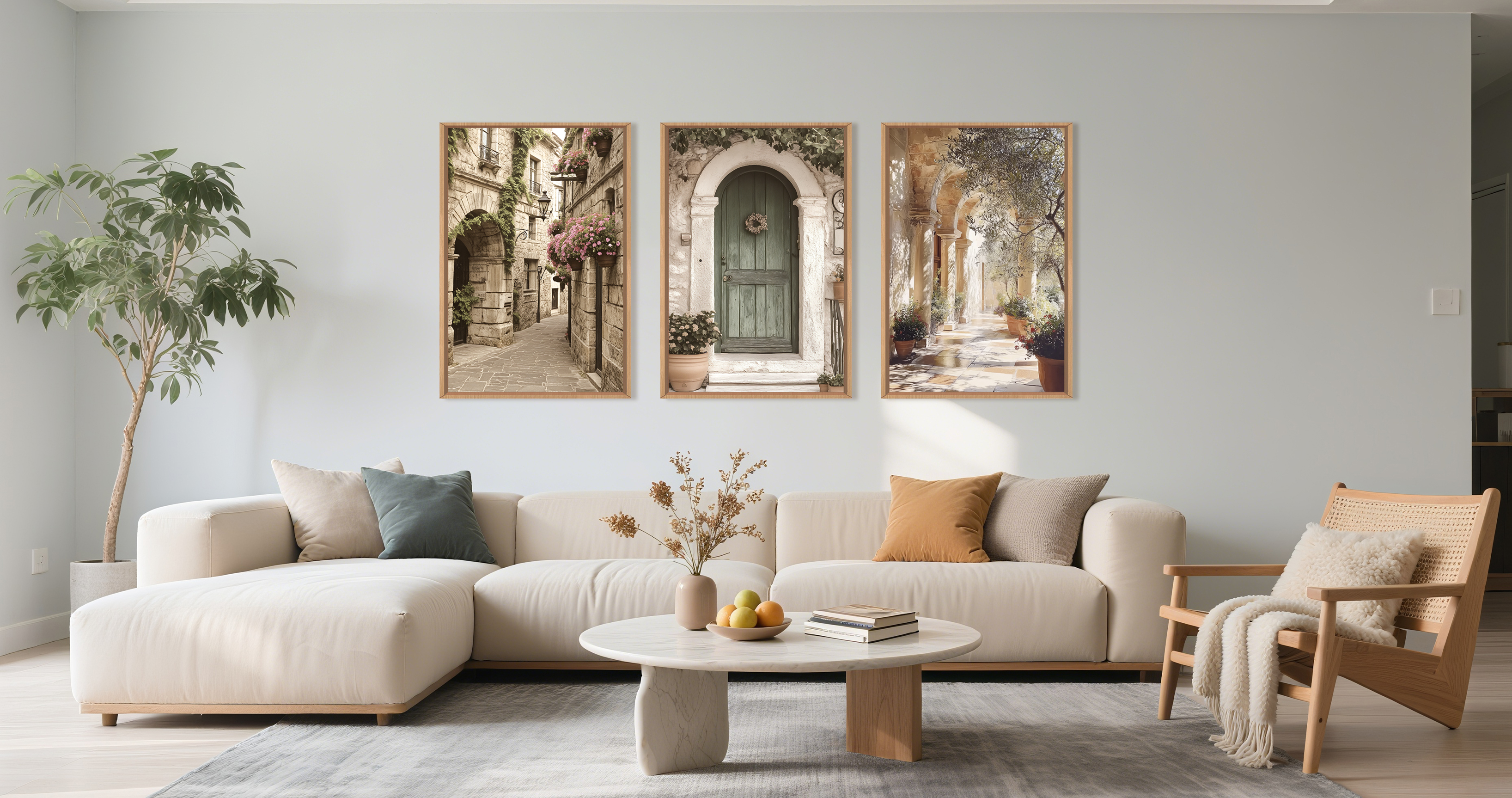 Amazon.com: DRACIT European Flower Street Framed Canvas Wall Art